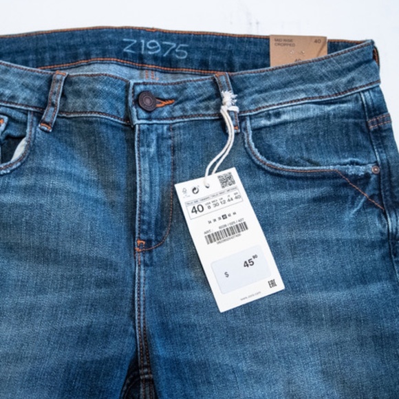 ZARA MID RISE CROPPED JEANS SIZE 40 - Picture 2 of 8